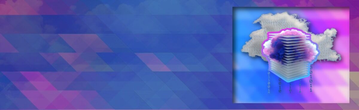 Illustration of a data stack on top of an AI cloud, representing banking tech.