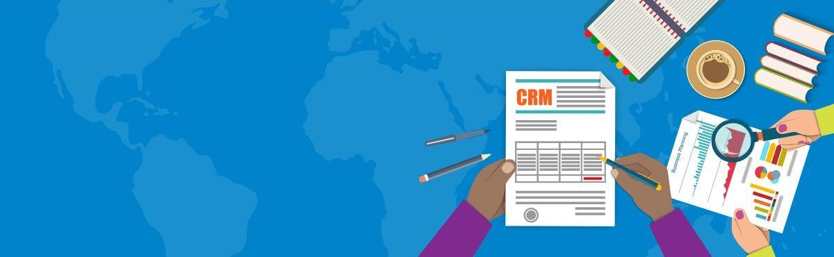 illustration of hands holding a document labeled CRM, representing what is CRM